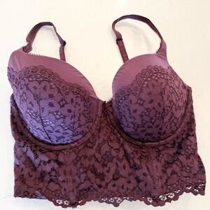Victoria's Secret Body by Victoria Lined Demi Deep Purple Lace Bra 34DD